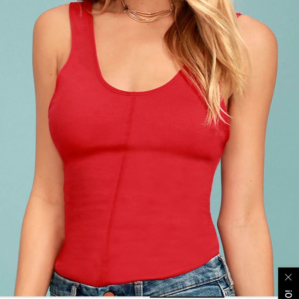 Red Hot! NWT Free People Flipside Cami Tank Red Lace- Sz. MED - Picture 2 of 10